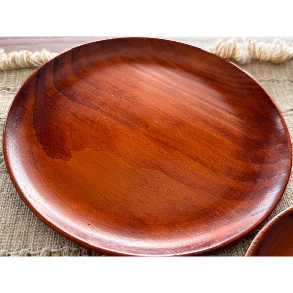 Vintage Small Wooden Plates, Japanese Lacquerware (Set of 5) - Picture 11 of 13